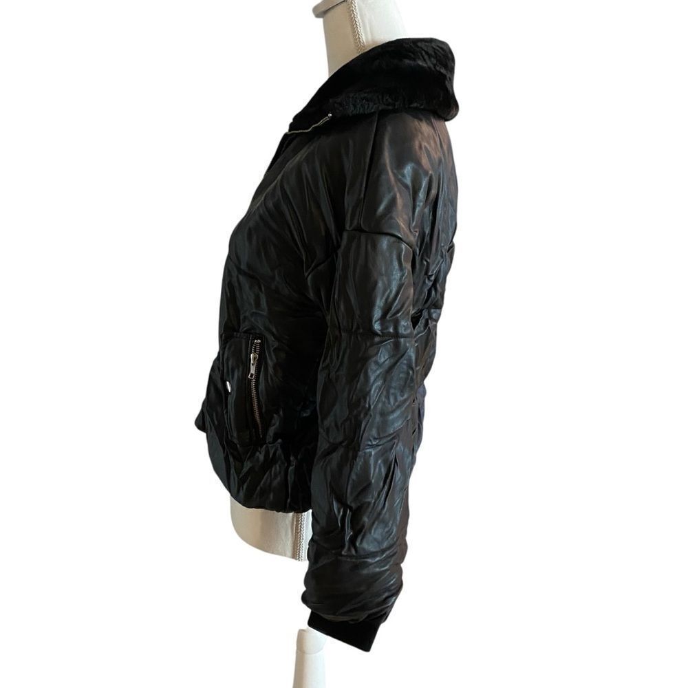 Sipos Black Faux Leather Bomber Jacket Size XS - Picture 3 of 7